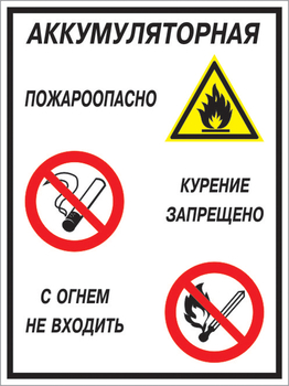 Кз 12 аккумуляторная - пожароопасно. курение запрещено, с огнем не входить. (пленка, 300х400 мм) - Знаки безопасности - Комбинированные знаки безопасности - vektorb.ru