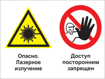 Кз 28 опасно - лазерное излучение - доступ посторонним запрещен. (пленка, 400х300 мм) - Знаки безопасности - Комбинированные знаки безопасности - vektorb.ru